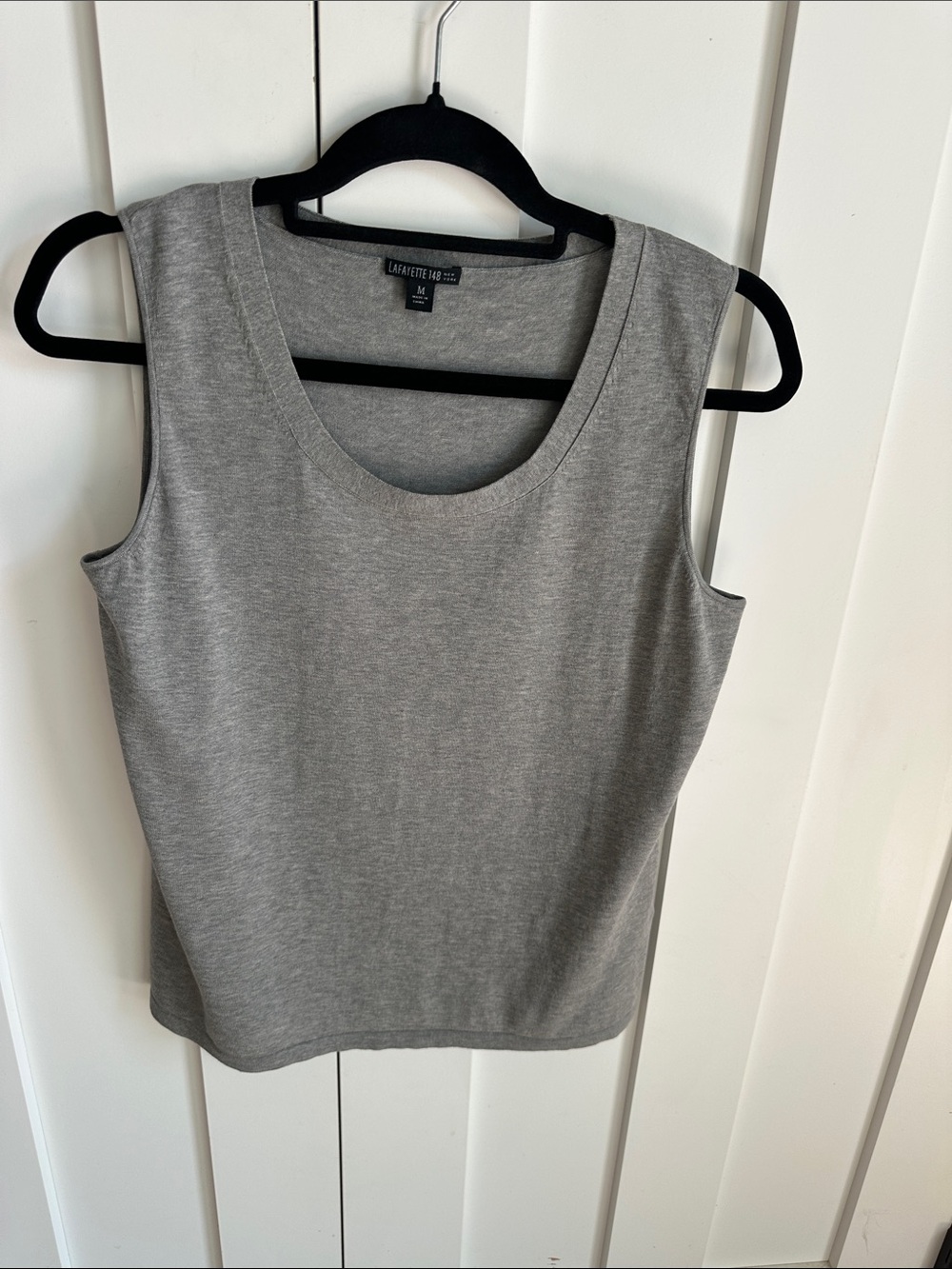 Lafayette 148 New York Light Gray Scoop Neck Tank Size M